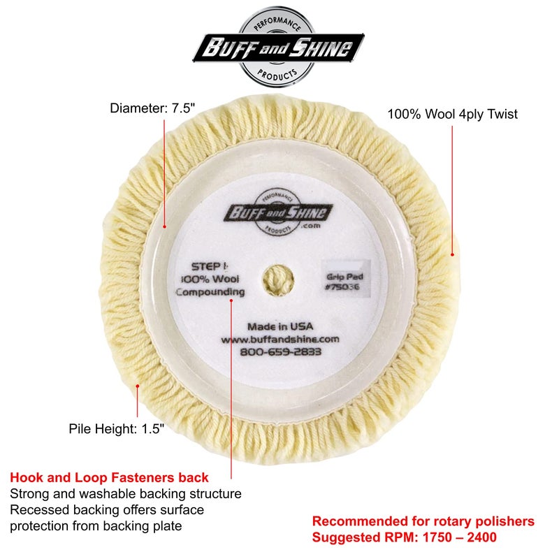 Buff and Shine وسادة تلميع بوف وشاين BFS-7503G بقطر 7.5 بوصة وسمك 1.5 بوصة - Image 3